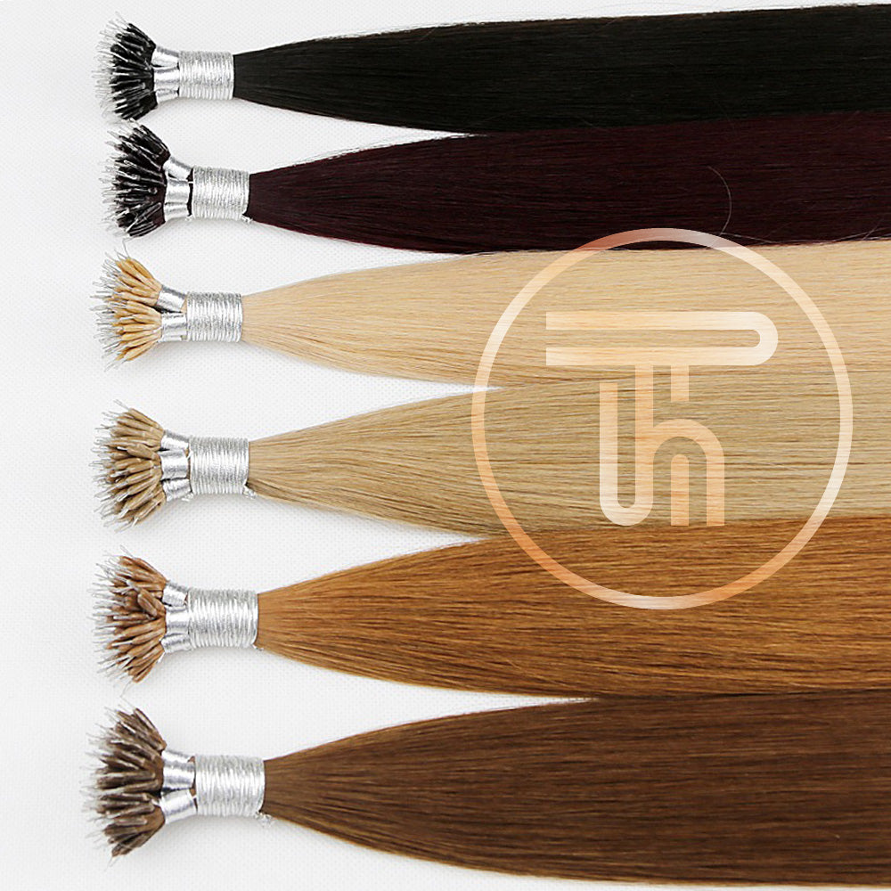 Nano Tip Hair Extensions in a row