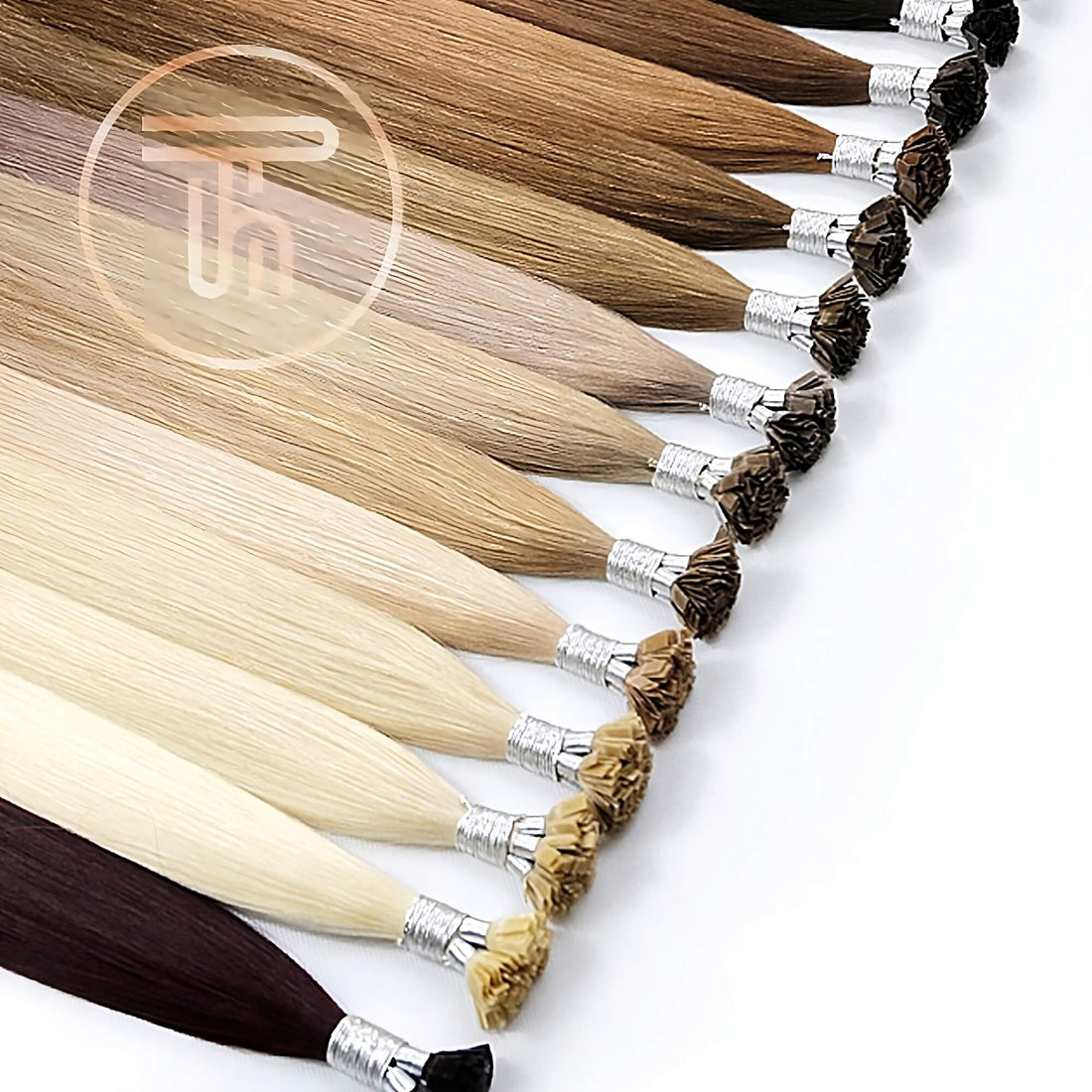 Flat Tip Hair extensions in a row