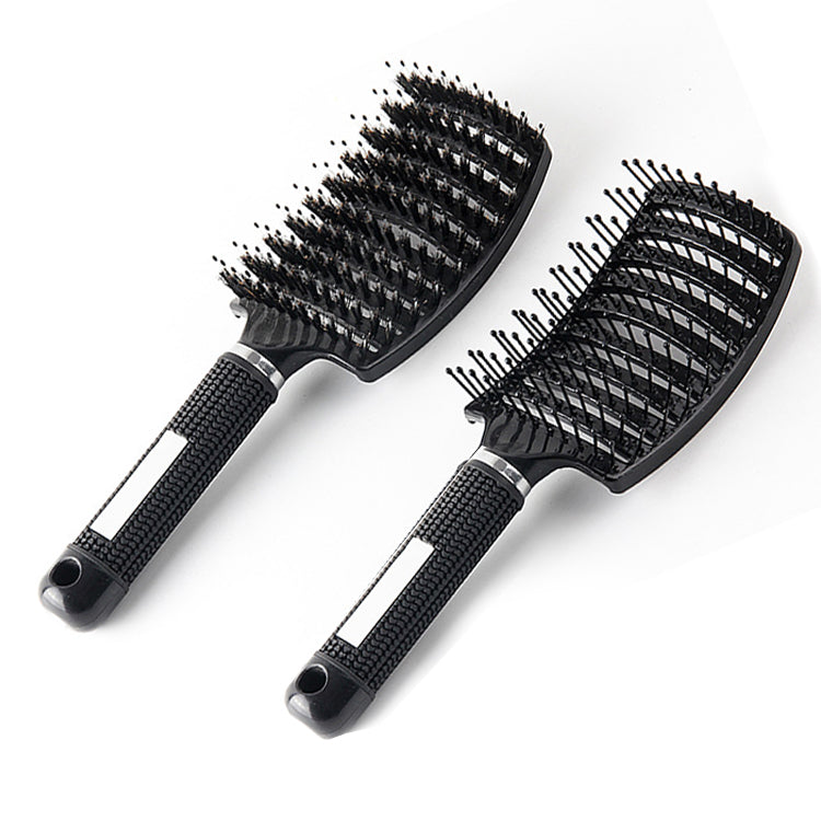 2 Tiffany hair boar bristle vent brushes in black on a white background